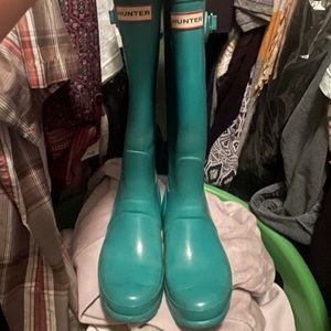 GUC ‘HUNTER’ ORIGINAL TALL RAIN BOOTS, TEAL, WOMENS SZ 7